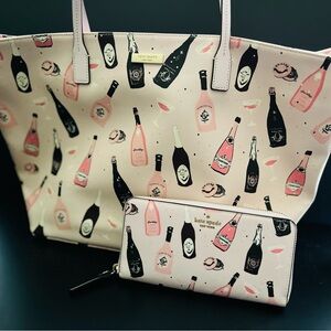 Kate Spade Champagne Print Tote and Wallet Set